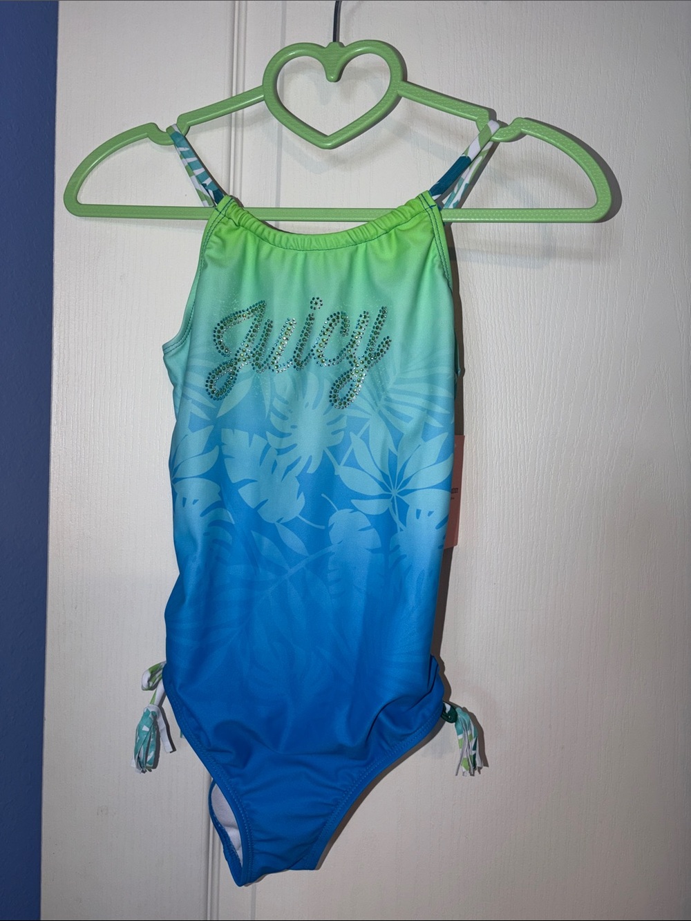 Juicy Couture Green and Blue Ombre Tropical One-Piece Swimsuit
